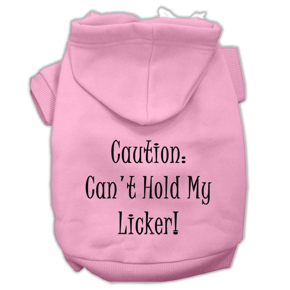 Can't Hold My Licker Screen Print Pet Hoodies Light Pink Size XL (16)