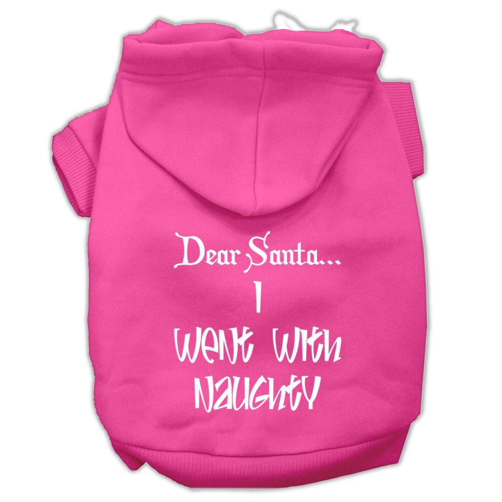 Dear Santa I Went with Naughty Screen Print Pet Hoodies Bright Pink Size Lg (14)