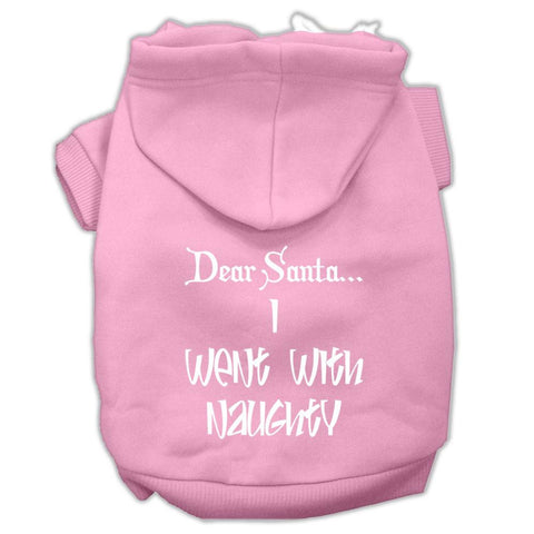 Dear Santa I Went With Naughty Screen Print Pet Hoodies Light Pink Size Lg (14)