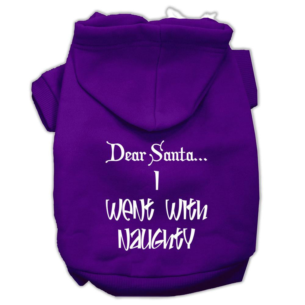 Dear Santa I Went with Naughty Screen Print Pet Hoodies Purple Size Lg (14)