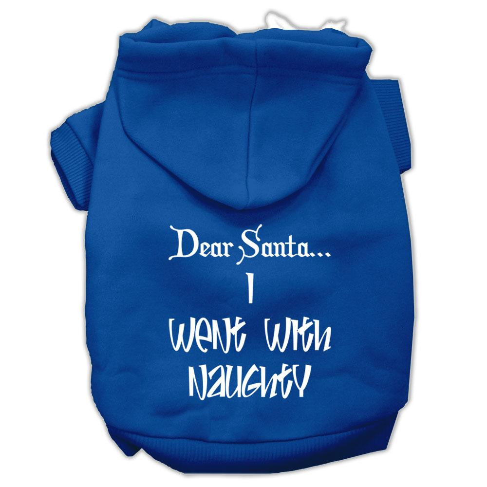 Dear Santa I Went With Naughty Screen Print Pet Hoodies Blue Size Med (12)