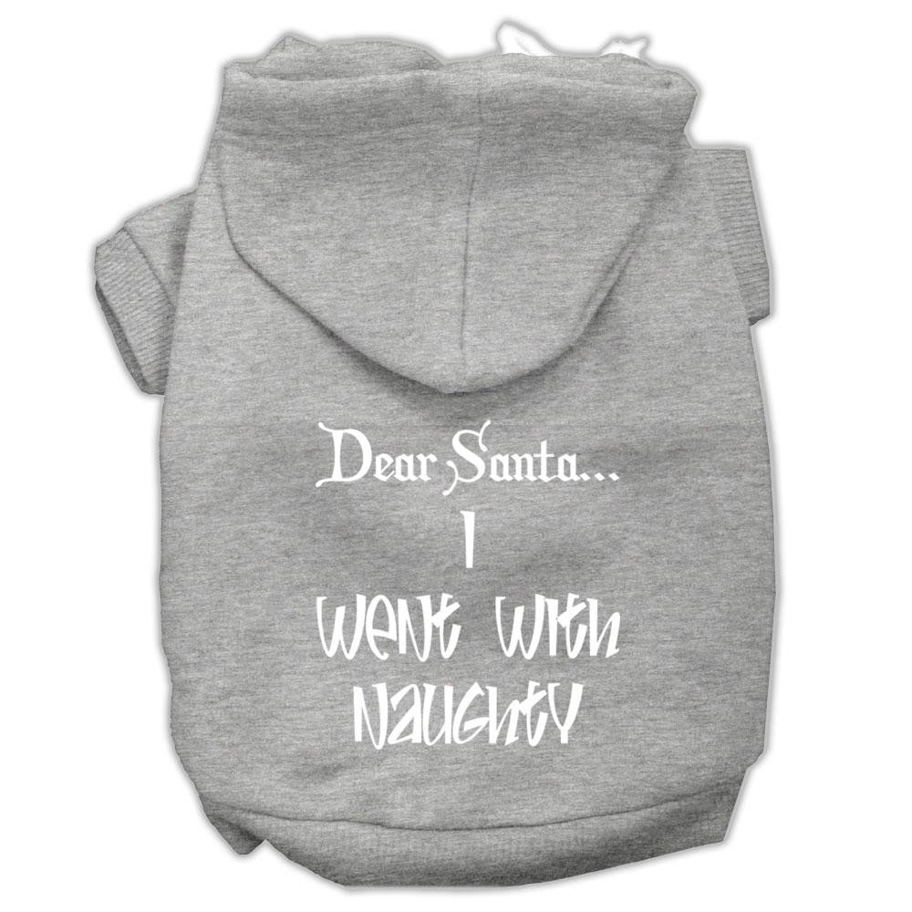 Dear Santa I Went With Naughty Screen Print Pet Hoodies Grey Size Sm (10)