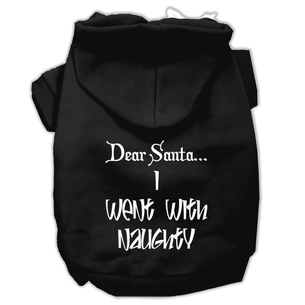 Dear Santa I Went with Naughty Screen Print Pet Hoodies Black Size XL (16)