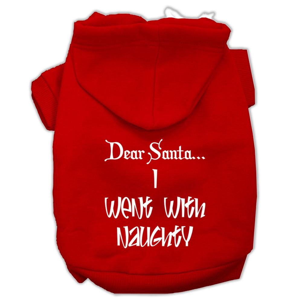 Dear Santa I Went with Naughty Screen Print Pet Hoodies Red Size XXXL (20)