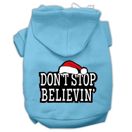 Don't Stop Believin' Screenprint Pet Hoodies Baby Blue Size L (14)