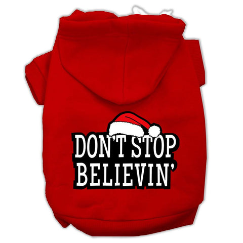 Don't Stop Believin' Screenprint Pet Hoodies Red Size M (12)