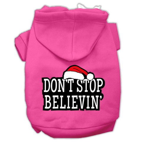 Don't Stop Believin' Screenprint Pet Hoodies Bright Pink Size XS (8)