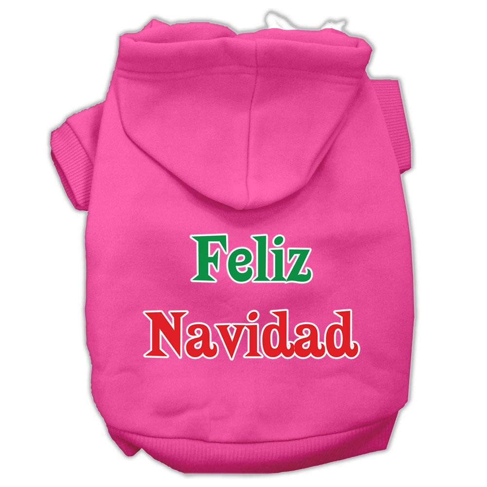 Feliz Navidad Screen Print Pet Hoodies Bright Pink L (14)