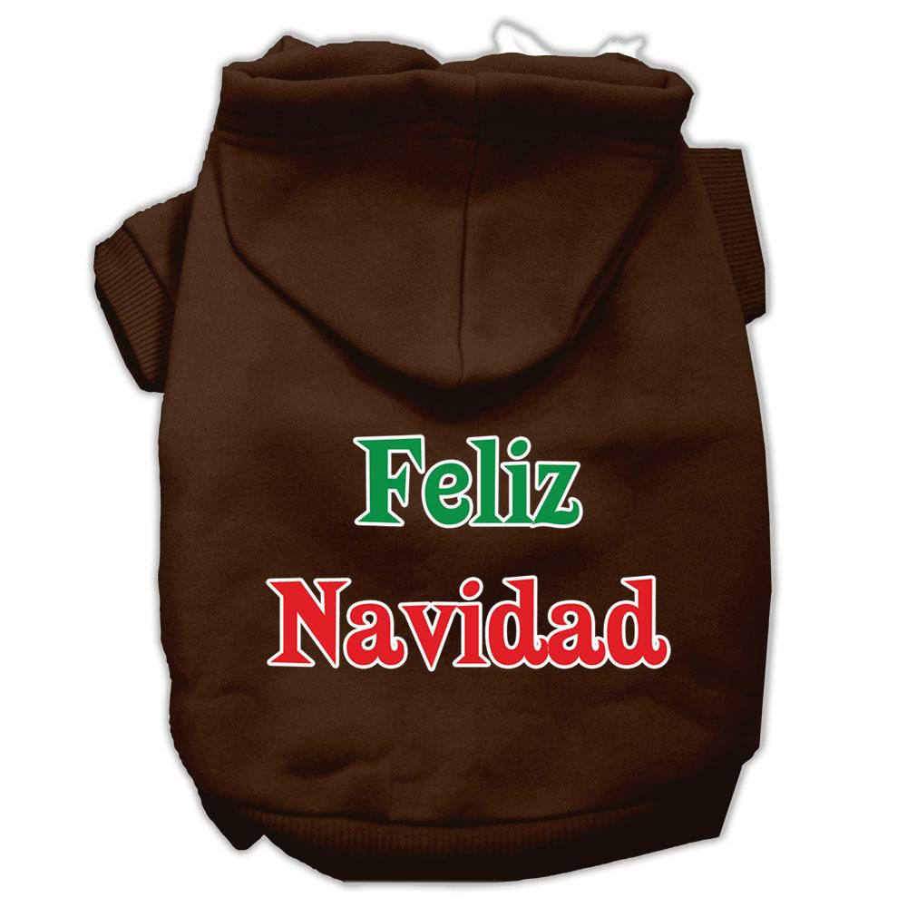 Feliz Navidad Screen Print Pet Hoodies Brown M (12)