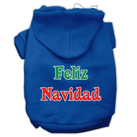 Feliz Navidad Screen Print Pet Hoodies Blue XL (16)