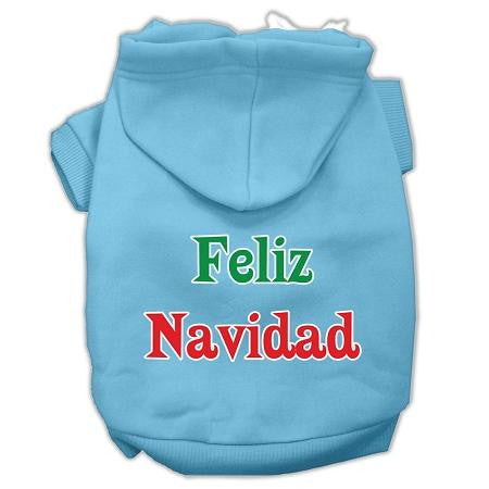 Feliz Navidad Screen Print Pet Hoodies Baby Blue Xs (8)