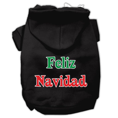 Feliz Navidad Screen Print Pet Hoodies Black XS (8)