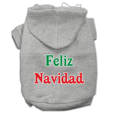 Feliz Navidad Screen Print Pet Hoodies Grey Xs (8)