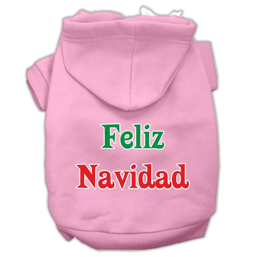 Feliz Navidad Screen Print Pet Hoodies Light Pink Xs (8)