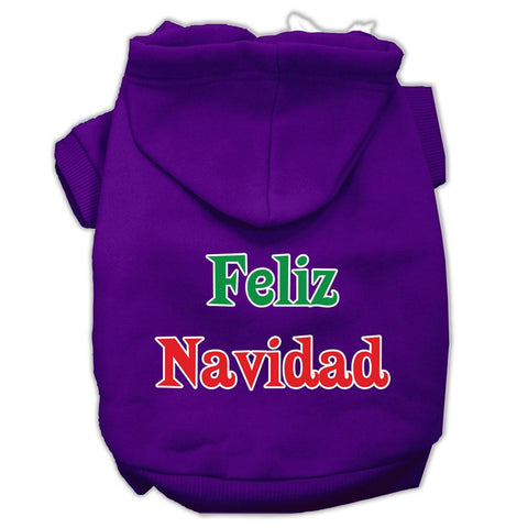 Feliz Navidad Screen Print Pet Hoodies Purple XS (8)