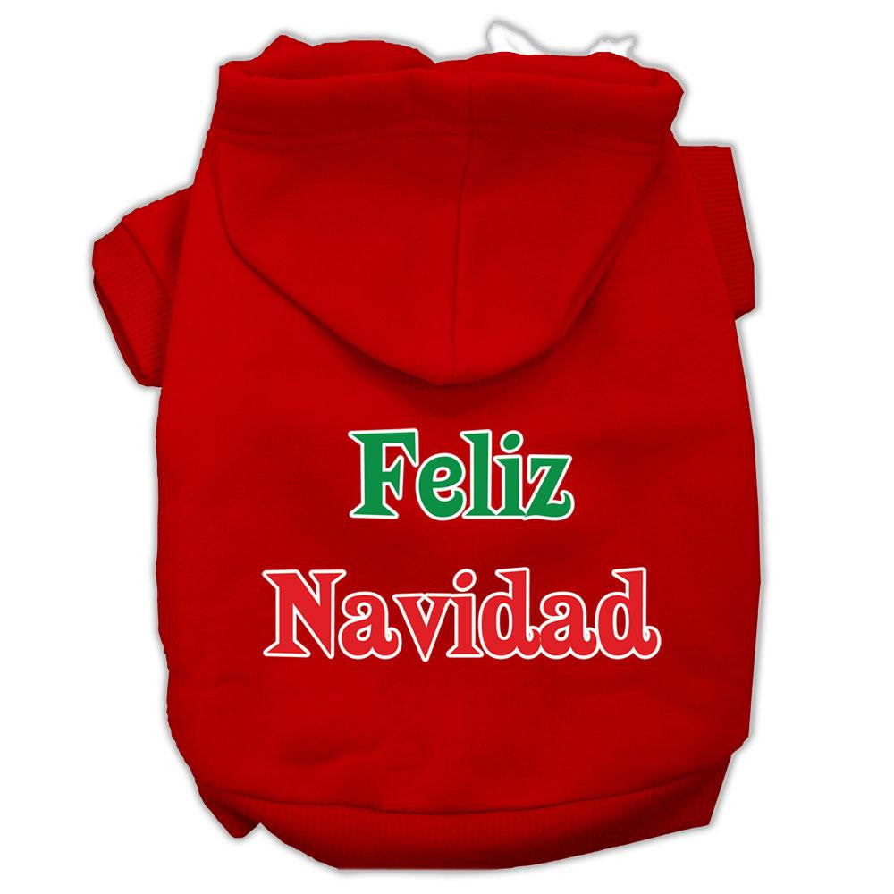 Feliz Navidad Screen Print Pet Hoodies Red Size XXL (18)