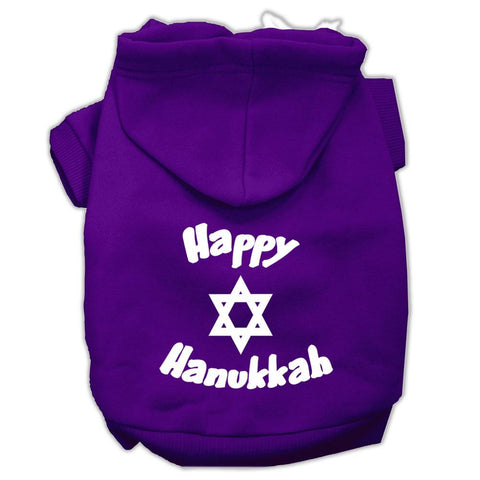 Happy Hanukkah Screen Print Pet Hoodies Purple Size Lg (14)