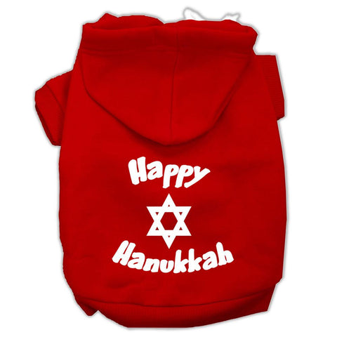 Happy Hanukkah Screen Print Pet Hoodies Red Size XXL (18)