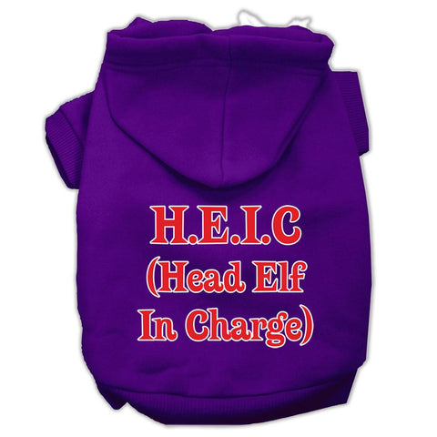 Head Elf In Charge Screen Print Pet Hoodies Purple Size Lg (14)