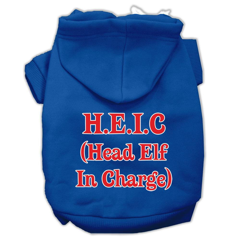 Head Elf In Charge Screen Print Pet Hoodies Blue Size Med (12)