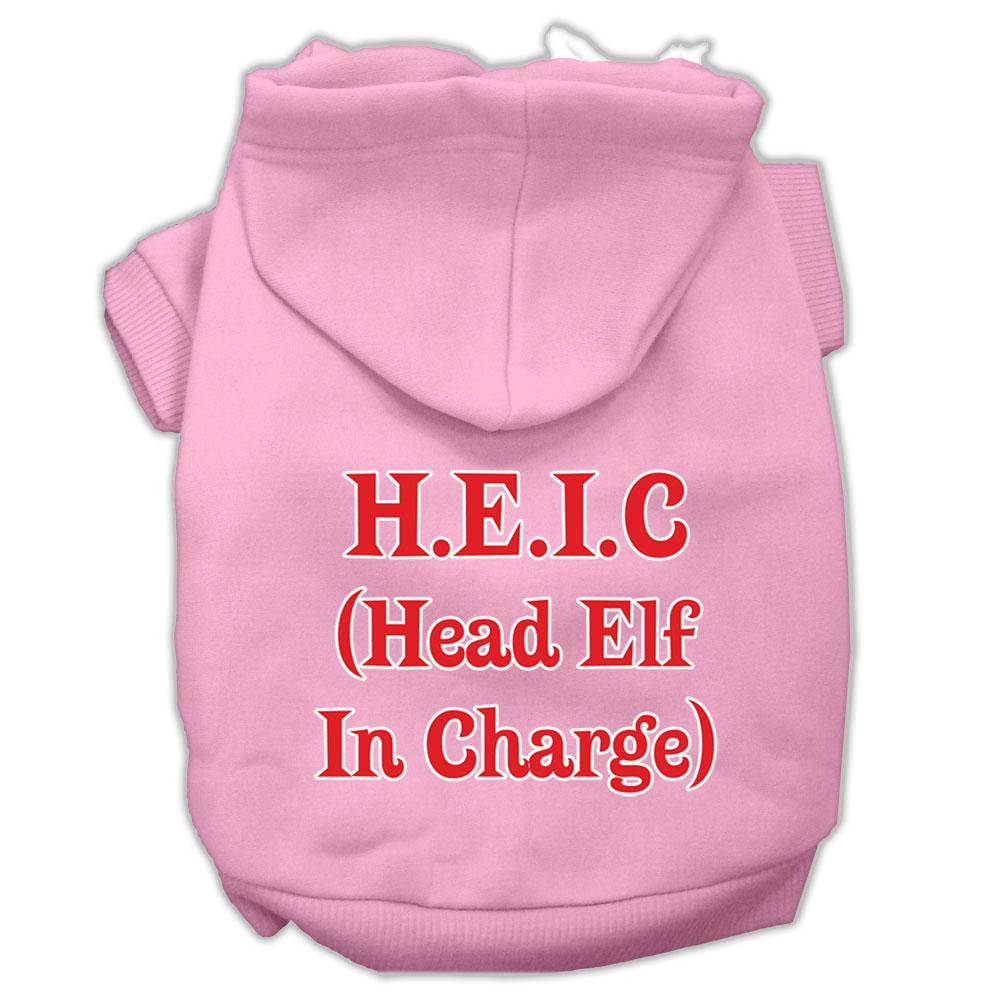 Head Elf In Charge Screen Print Pet Hoodies Light Pink Size Med (12)