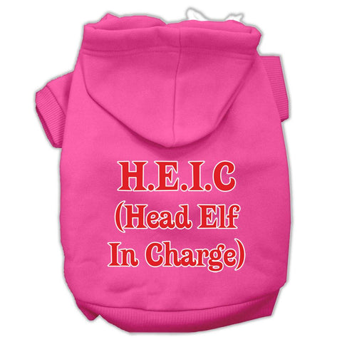 Head Elf In Charge Screen Print Pet Hoodies Bright Pink Size Sm (10)