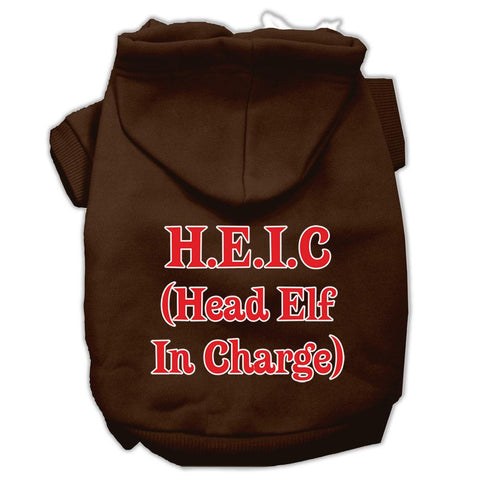 Head Elf In Charge Screen Print Pet Hoodies Brown Size Sm (10)