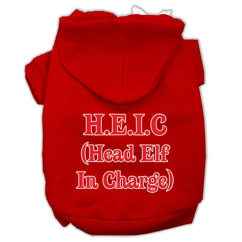 Head Elf In Charge Screen Print Pet Hoodies Red Size Sm (10)