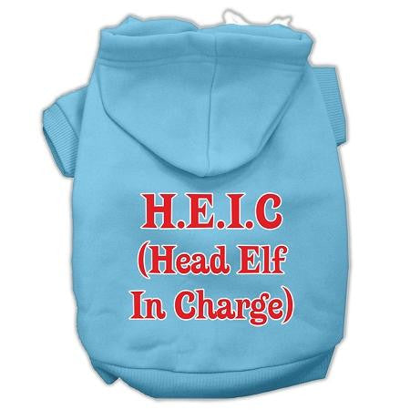 Head Elf In Charge Screen Print Pet Hoodies Baby Blue Size Xs (8)