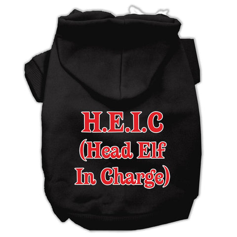 Head Elf In Charge Screen Print Pet Hoodies Black Size XXL (18)