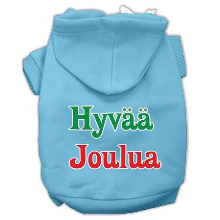 Hyvaa Joulua Screen Print Pet Hoodies Baby Blue L (14)