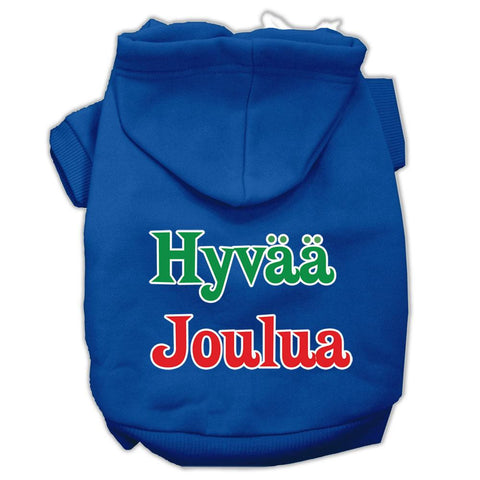 Hyvaa Joulua Screen Print Pet Hoodies Blue L (14)