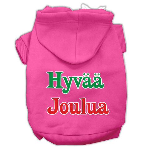 Hyvaa Joulua Screen Print Pet Hoodies Bright Pink L (14)