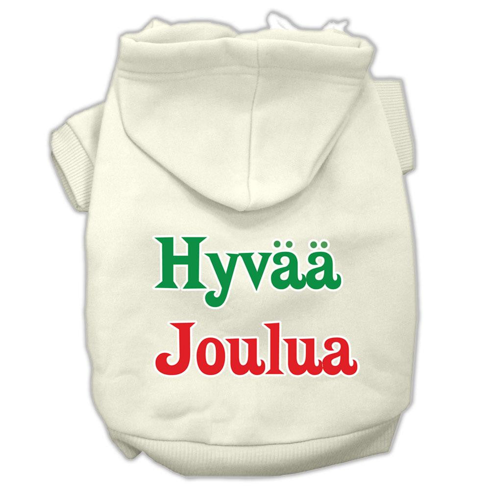 Hyvaa Joulua Screen Print Pet Hoodies Cream Size L (14)