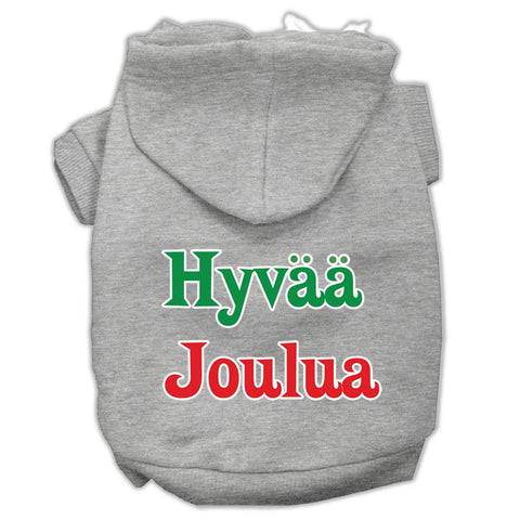 Hyvaa Joulua Screen Print Pet Hoodies Grey L (14)