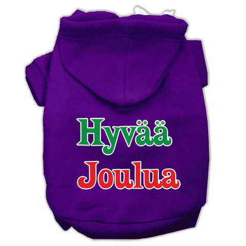 Hyvaa Joulua Screen Print Pet Hoodies Purple M (12)