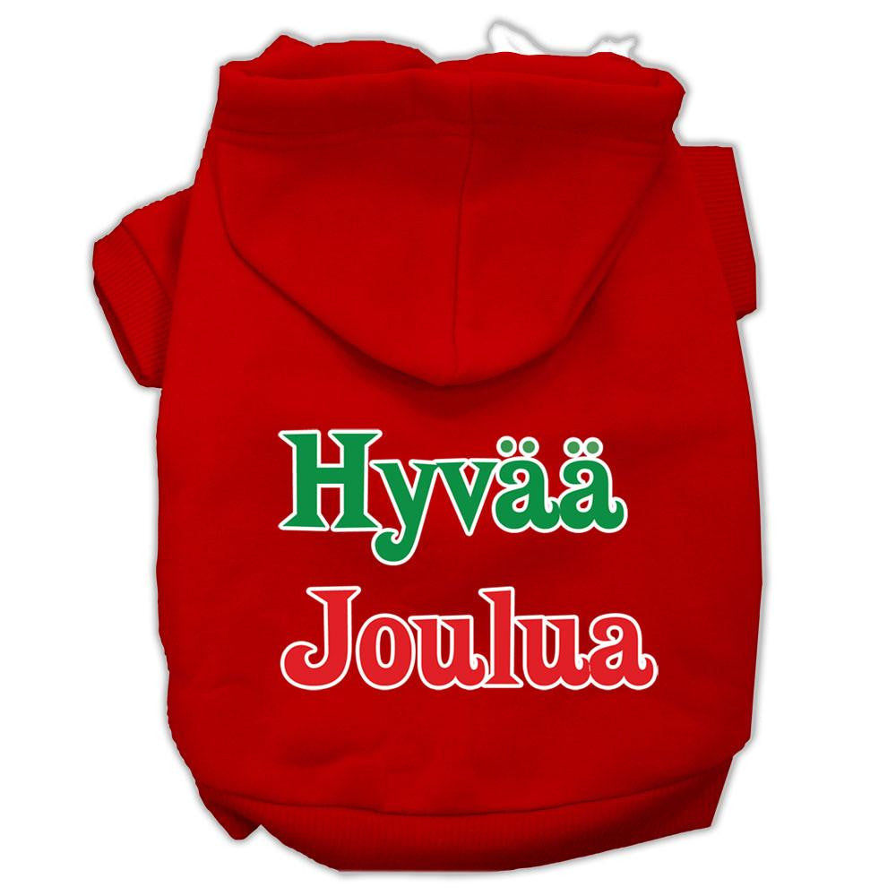 Hyvaa Joulua Screen Print Pet Hoodies Red Size M (12)