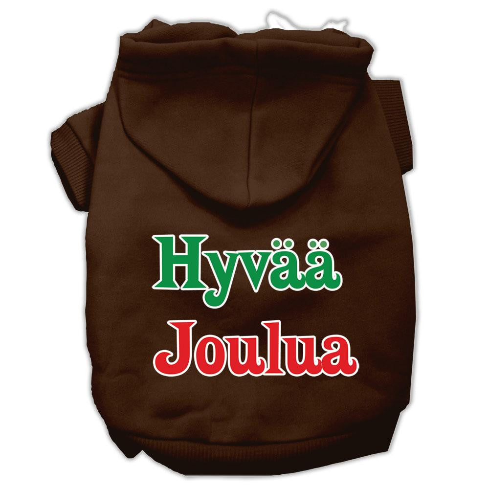 Hyvaa Joulua Screen Print Pet Hoodies Brown XS (8)