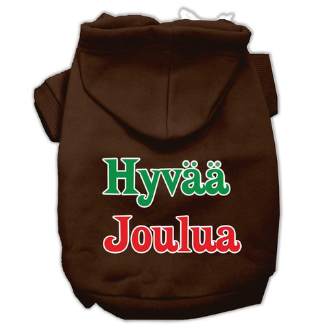 Hyvaa Joulua Screen Print Pet Hoodies Brown XXL (18)