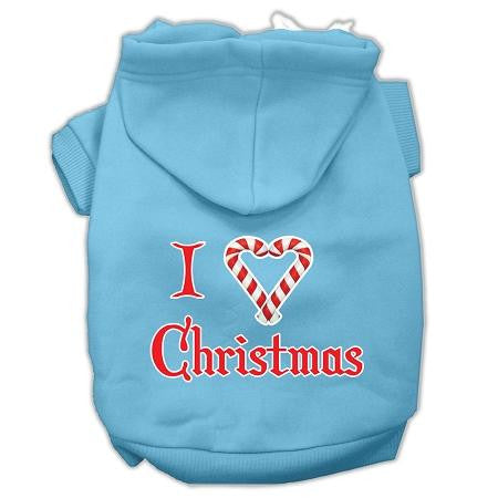 I Heart Christmas Screen Print Pet Hoodies Baby Blue Size Lg (14)