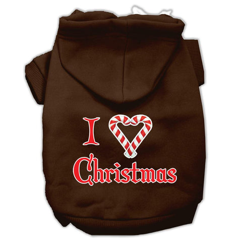 I Heart Christmas Screen Print Pet Hoodies Brown Size Lg (14)