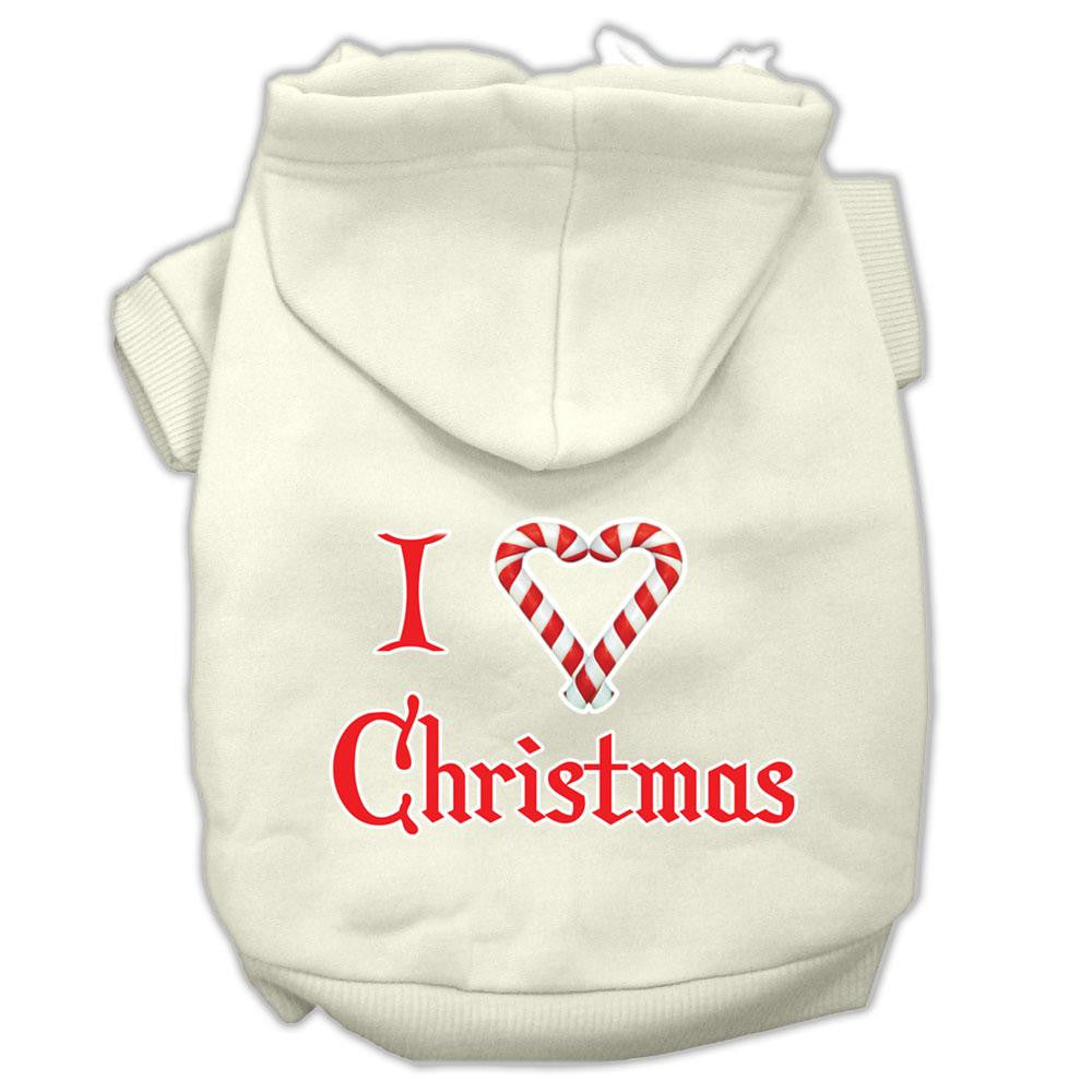 I Heart Christmas Screen Print Pet Hoodies Cream Size Lg (14)