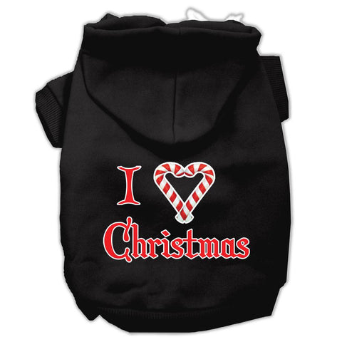 I Heart Christmas Screen Print Pet Hoodies Black Size Med (12)