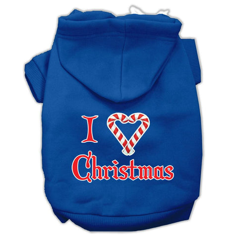 I Heart Christmas Screen Print Pet Hoodies Blue Size Med (12)