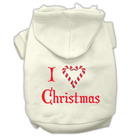 I Heart Christmas Screen Print Pet Hoodies Cream Size Med (12)