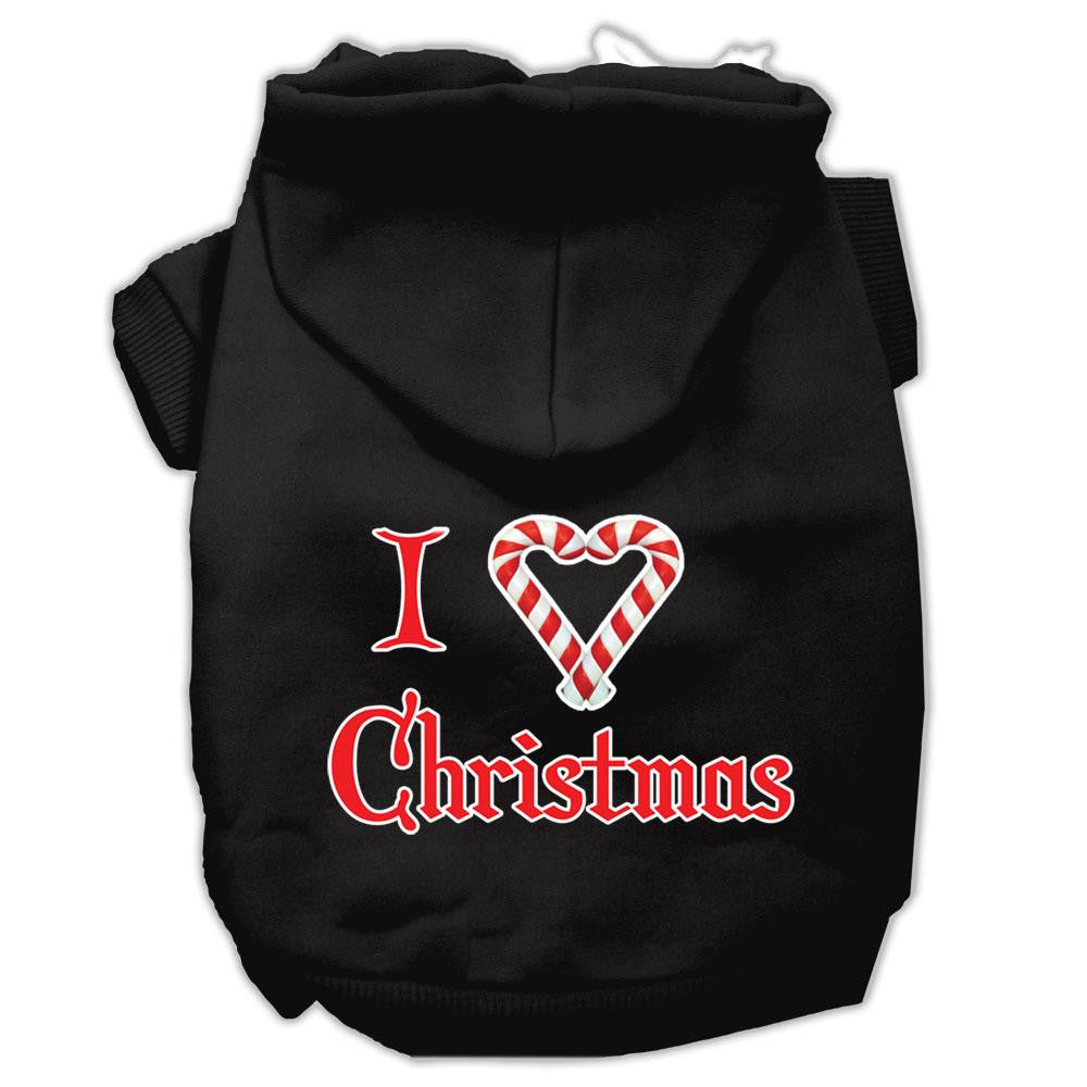 I Heart Christmas Screen Print Pet Hoodies Black Size Sm (10)