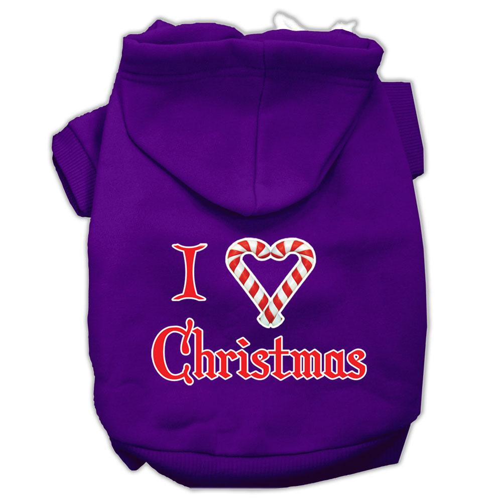 I Heart Christmas Screen Print Pet Hoodies Purple Size Sm (10)