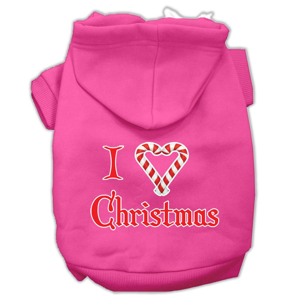 I Heart Christmas Screen Print Pet Hoodies Bright Pink Size XS (8)