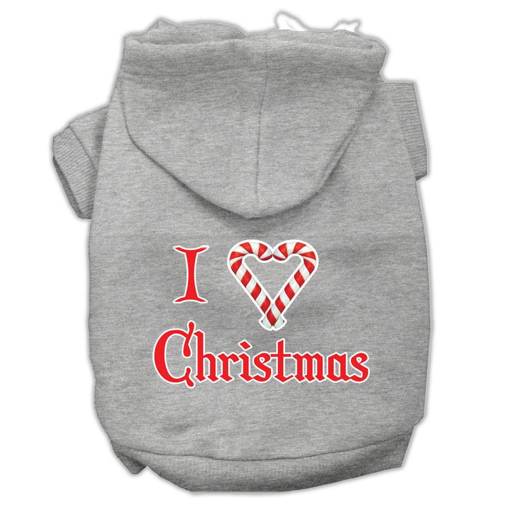 I Heart Christmas Screen Print Pet Hoodies Grey Size Xs (8)