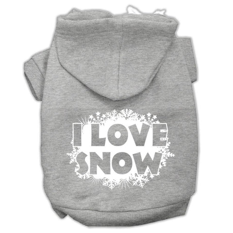 I Love Snow Screenprint Pet Hoodies Grey Size Xl (16)